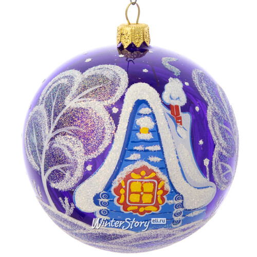 Стеклянный елочный шар Изящный 9 см фиолетовый Фабрика Елочка