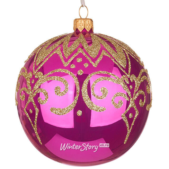 Стеклянный елочный шар Вечерний 9 см розовый Фабрика Елочка