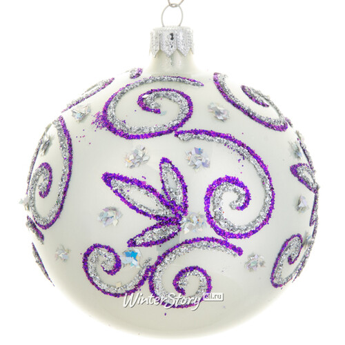 Стеклянный елочный шар Мелодия 9 см фиолетовый Фабрика Елочка