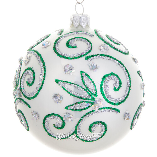 Стеклянный елочный шар Мелодия 9 см зеленый Фабрика Елочка
