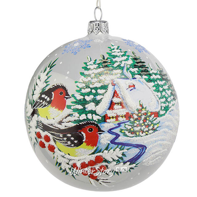 Стеклянный елочный шар Деревенька 11 см Фабрика Елочка
