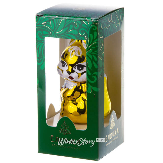 Стеклянная елочная игрушка Белочка 8 см, подвеска Фабрика Елочка