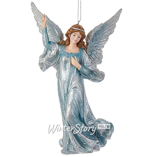 Елочная игрушка Зимний Ангел в голубом платье - шатенка 17 см, подвеска Kurts Adler