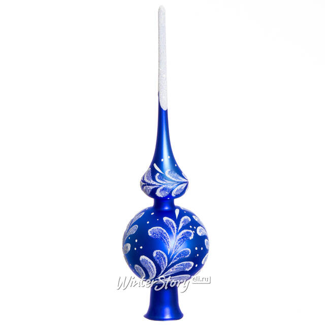 Верхушка Сияние 28 см синяя, стекло Фабрика Елочка