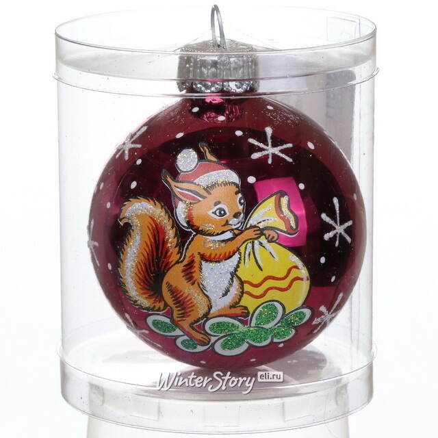 Стеклянный елочный шар Утро 6 см бордовый Фабрика Елочка