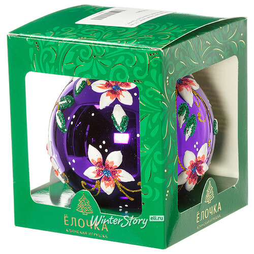 Стеклянный елочный шар Лесная Сказка 11 см фиолетовый Фабрика Елочка
