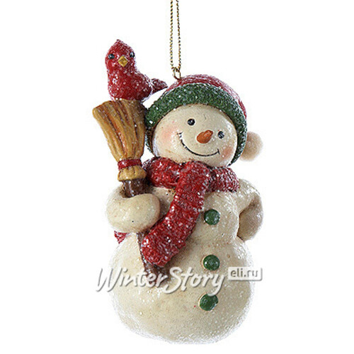 Елочная игрушка Сахарный снеговик в красном шарфе 6 см, подвеска Kurts Adler