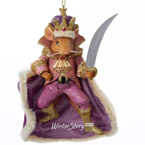 Елочная игрушка Мышиный Король в фиолетовой накидке - Сказочный Балет 15 см, подвеска Kurts Adler
