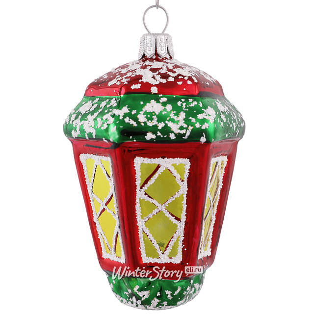 Стеклянная елочная игрушка Фонарь 8 см, подвеска Фабрика Елочка