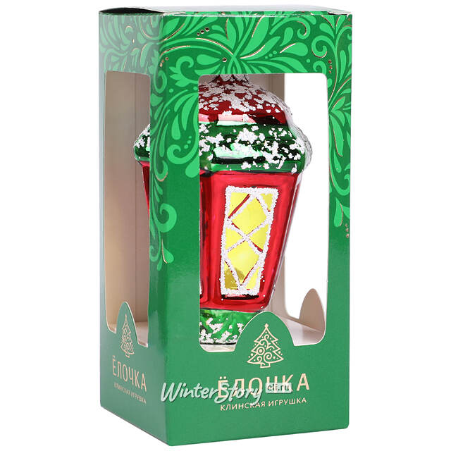 Стеклянная елочная игрушка Фонарь 8 см, подвеска Фабрика Елочка