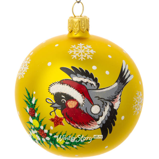 Стеклянный елочный шар Визит 7 см золотой Фабрика Елочка