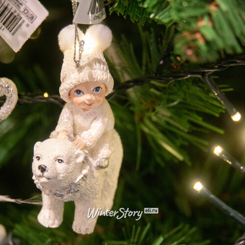 Елочная игрушка Снежный Малыш на медведе 8 см, подвеска Kurts Adler