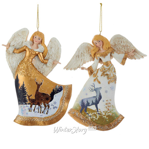 Елочная игрушка Ангел - Лесная царевна 12 см в белом, подвеска Kurts Adler