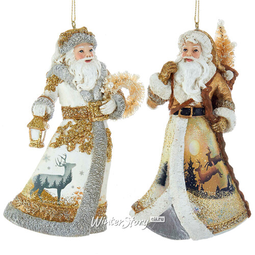 Елочная игрушка Дед Мороз - Лесной властитель 13 см в золотом, подвеска Kurts Adler