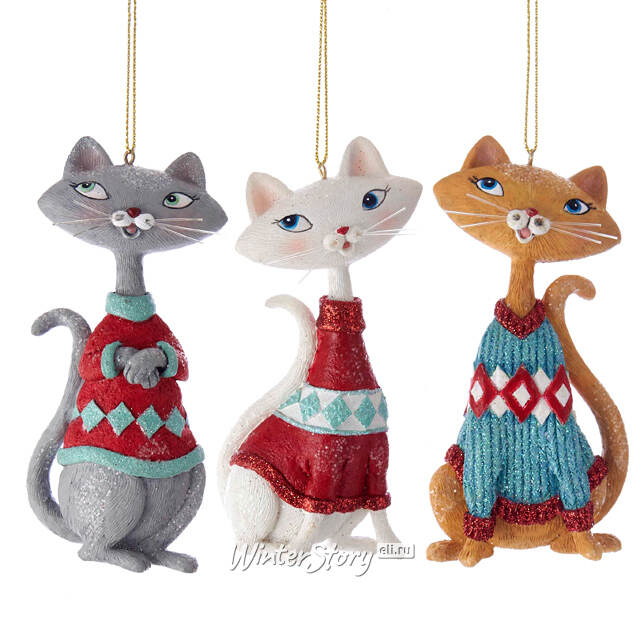 Елочная игрушка Кот - Модник серый 11 см Kurts Adler