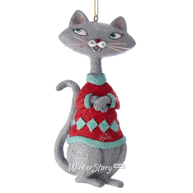 Елочная игрушка Кот - Модник серый 11 см Kurts Adler