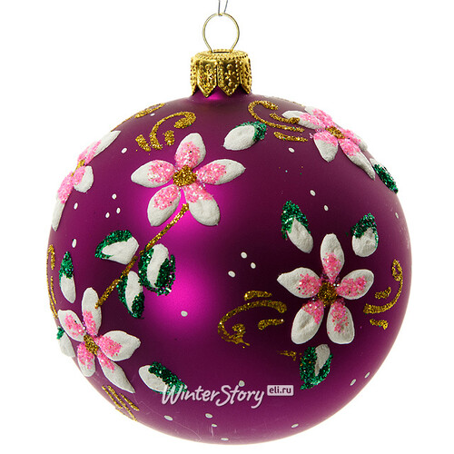 Стеклянный елочный шар Глория 8 см фиолетовый Фабрика Елочка