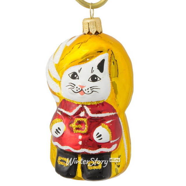 Стеклянная елочная игрушка Кот Маркиз 8 см, подвеска Фабрика Елочка