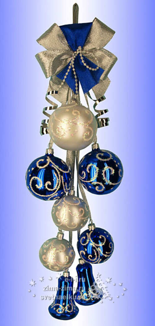 Елочное украшеие - гирлянда из стеклянных елочных шаров Шарм