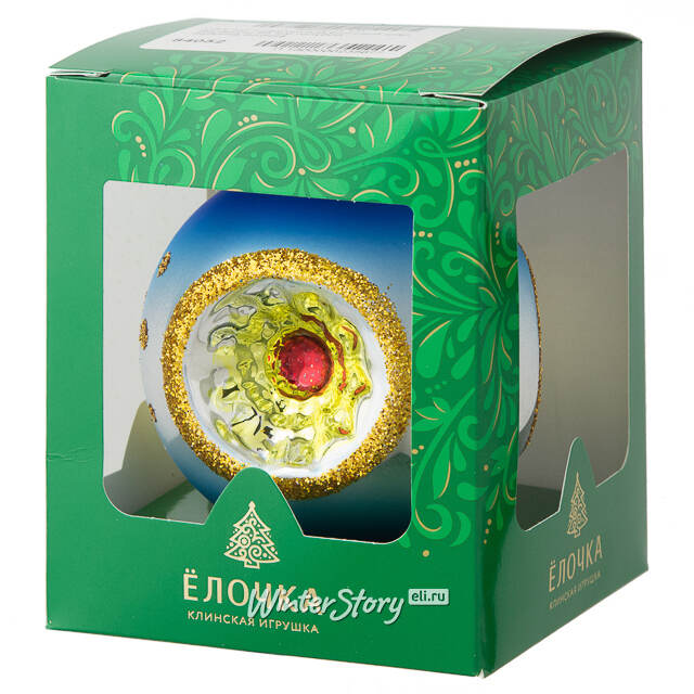 Стеклянный елочный шар Фонарики 8 см голубой Фабрика Елочка