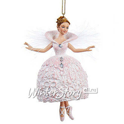 Елочное украшение Балерина Цветочная Принцесса 10 см белая, подвеска Kurts Adler