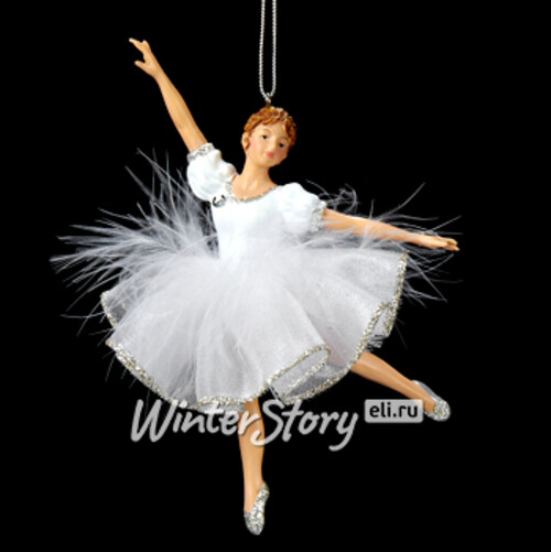 Елочное украшение Балерина в белом - руки вверх и в сторону 15 см, подвеска Kurts Adler