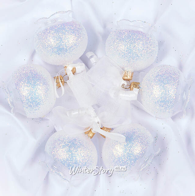 Набор стеклянных колокольчиков Альянс 5 см, 6 шт белый Фабрика Елочка