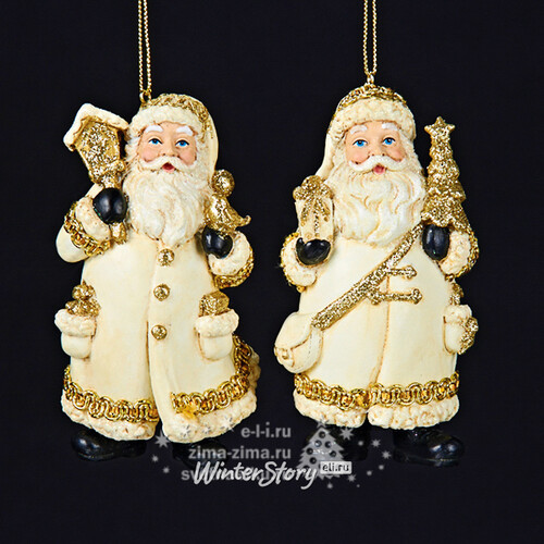 Елочное украшение Санта в мраморно-золотом наряде с елочкой 10 см, подвеска Kurts Adler