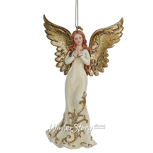 Елочная игрушка Ангел в вечернем платье - шатенка 14 см, подвеска Kurts Adler