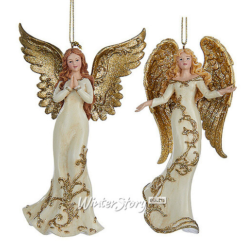 Елочная игрушка Ангел в вечернем платье - блондинка 14 см, подвеска Kurts Adler