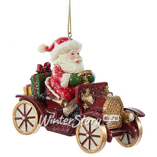 Елочная игрушка Санта-путешественник на машине 10 см, подвеска Kurts Adler