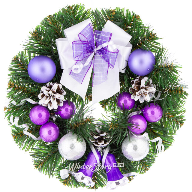 Венок Лесной Этюд 30 см фиолетовый Фабрика Елочка