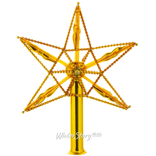 Верхушка на елку Звезда Морейн 22 см золотая, стекло Фабрика Елочка