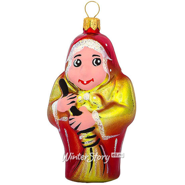 Елочная игрушка Баба Яга 8 см, стекло Фабрика Елочка