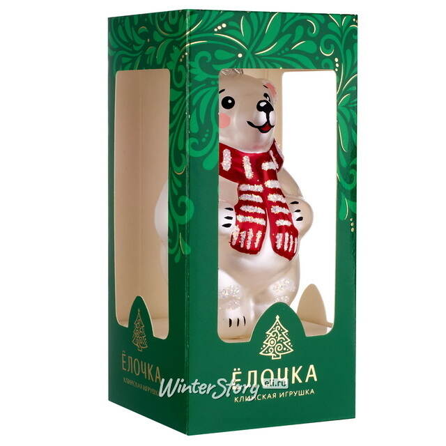 Елочная игрушка Умка в красном шарфе 8 см, стекло Фабрика Елочка
