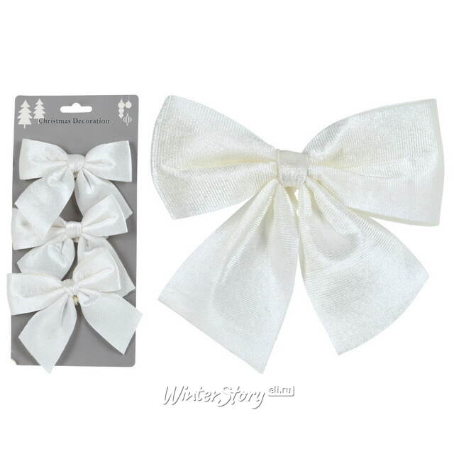 Бант для декора Браони 11 см, 3 шт, белый Koopman