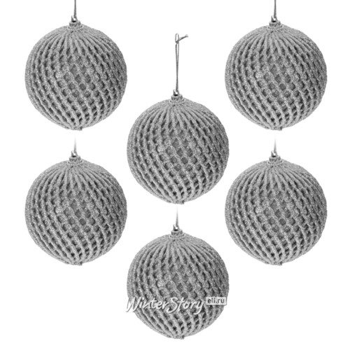 Набор елочных шаров Teary Silver 10 см, 12 шт, пластик Koopman