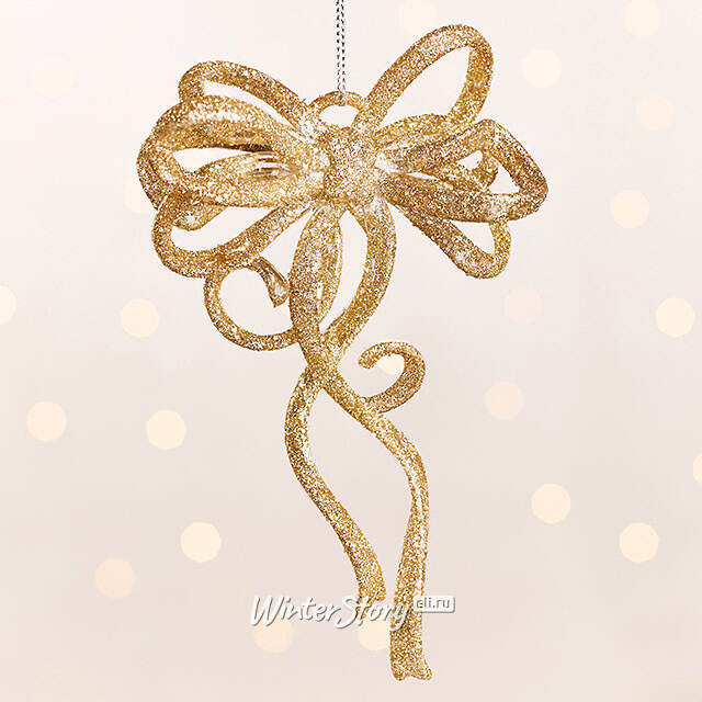 Елочная игрушка Бант Алиони 16*10*6 см золотой, подвеска Koopman