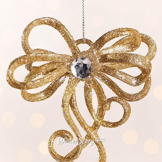 Елочная игрушка Бант Алиони 16*10*6 см золотой, подвеска Koopman