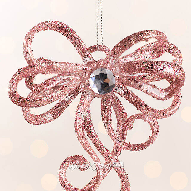 Елочная игрушка Бант Алиони 16*10*6 см розовый, подвеска Koopman