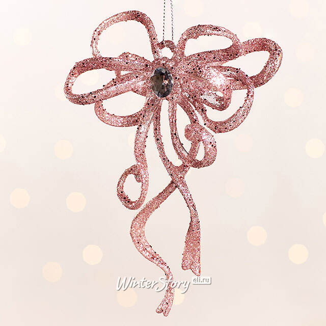 Елочная игрушка Бант Алиони 16*10*6 см розовый, подвеска Koopman