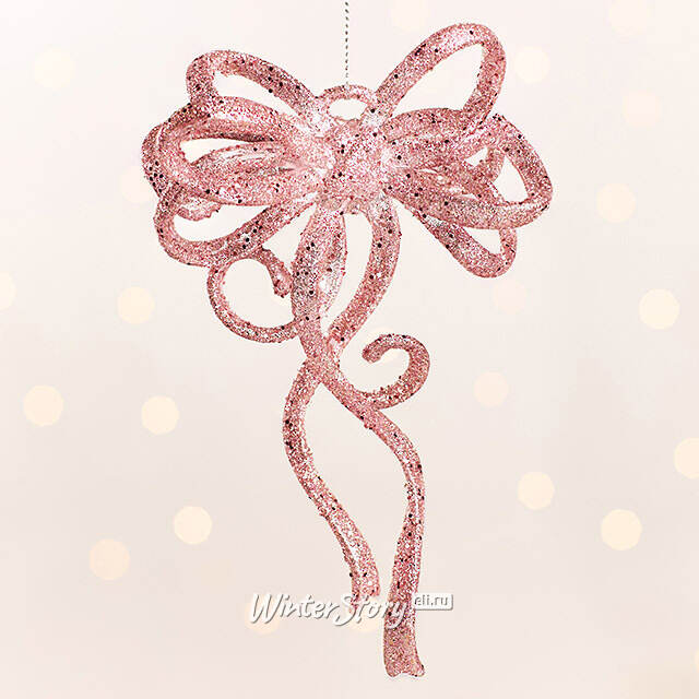 Елочная игрушка Бант Алиони 16*10*6 см розовый, подвеска Koopman