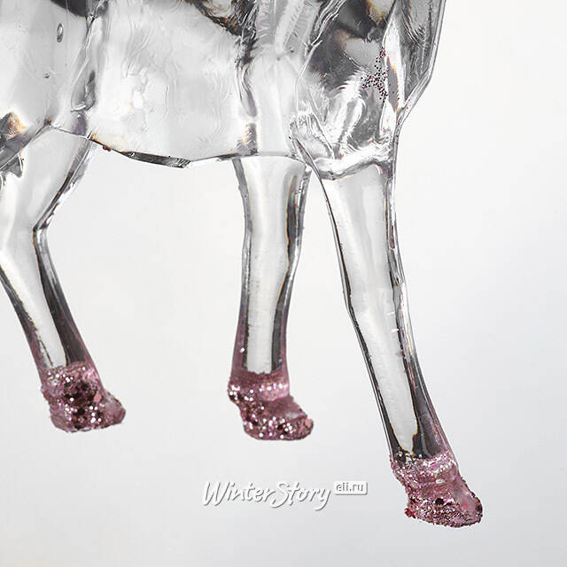 Елочная игрушка Олень Финолли 10 см с розовыми рогами, подвеска Koopman