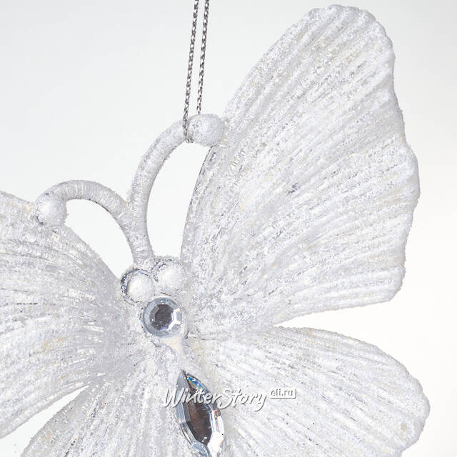 Елочная игрушка Бабочка Аурелия 11 см, 2 шт, белая, подвеска Koopman