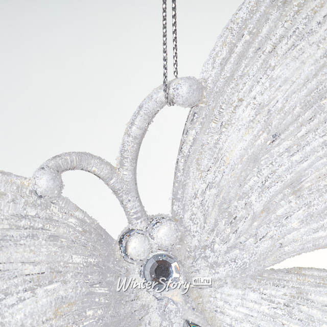 Елочная игрушка Бабочка Аурелия 11 см, 2 шт, белая, подвеска Koopman