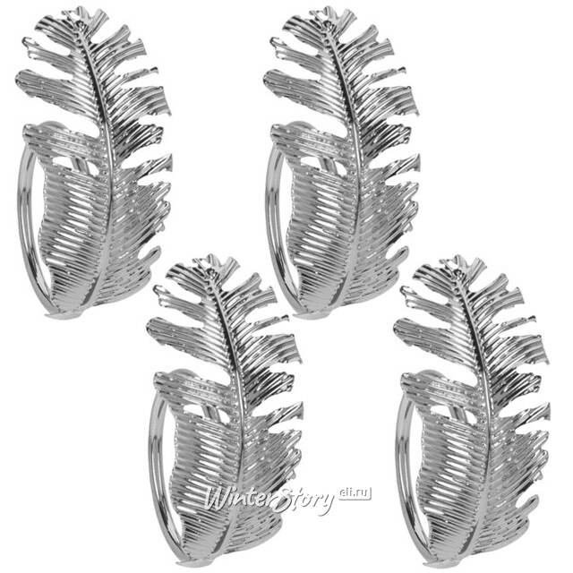 Кольца для салфеток Листья Кэмилл, 4 шт, серебряные Koopman