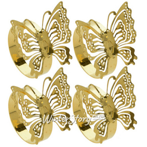 Кольца для салфеток Бабочки Бонита, 4 шт, золотые Koopman