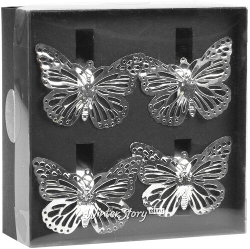 Кольца для салфеток Бабочки Наннели, 4 шт, серебряные Koopman