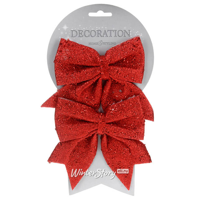 Бантики для декора Красные Блестки 12*2*13 см, 2 шт Koopman