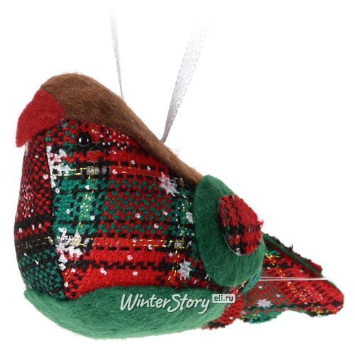 Елочное украшение Рождественская Птичка 12 см зеленая с коричневым, подвеска Koopman